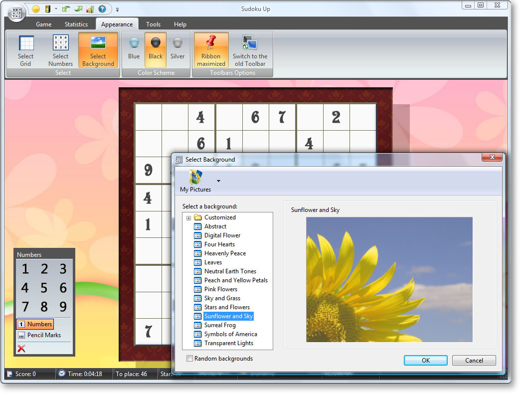 Sudoku 2009 - Select Background Screenshot