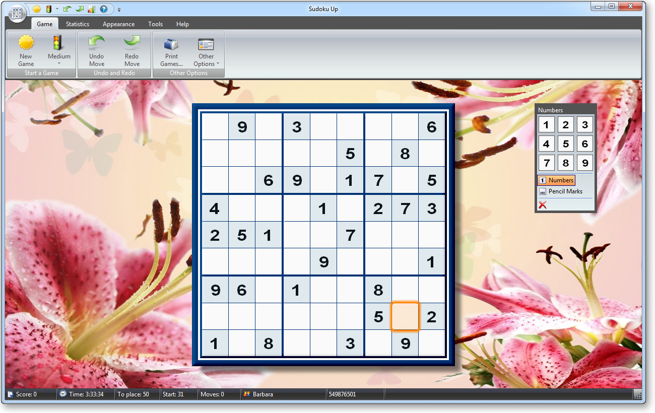 Sudoku Up - Summer Lilies Background screenshot