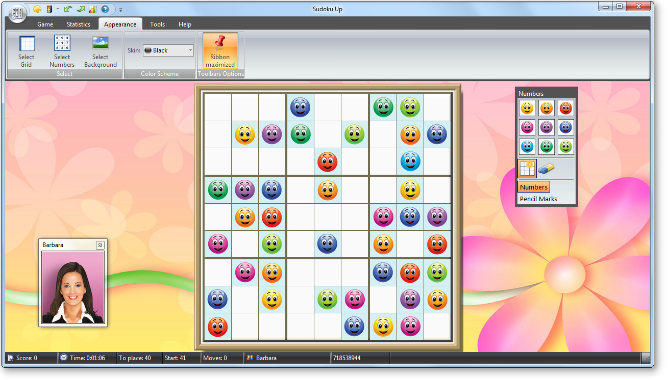 Sudoku Up - Layout with Appearance Toolbar screenshot