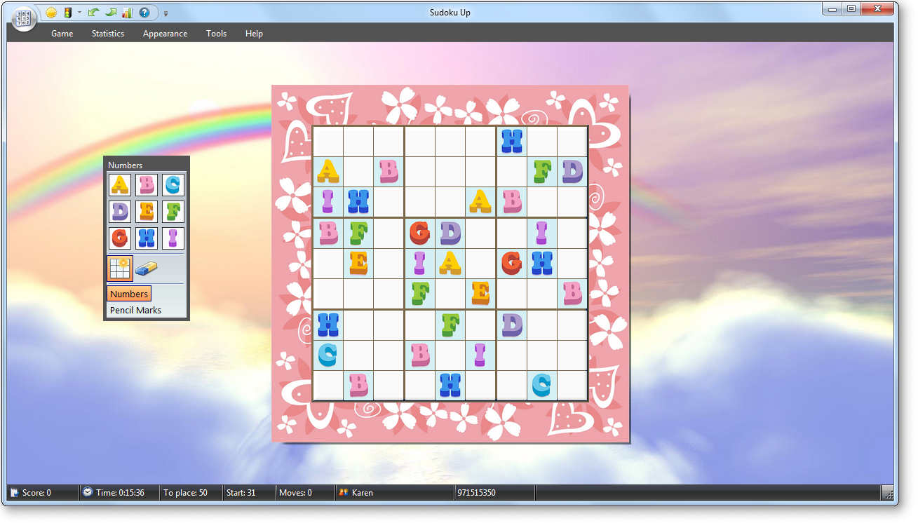 Sudoku Up - Layout with Foam Alphabet Letters screenshot
