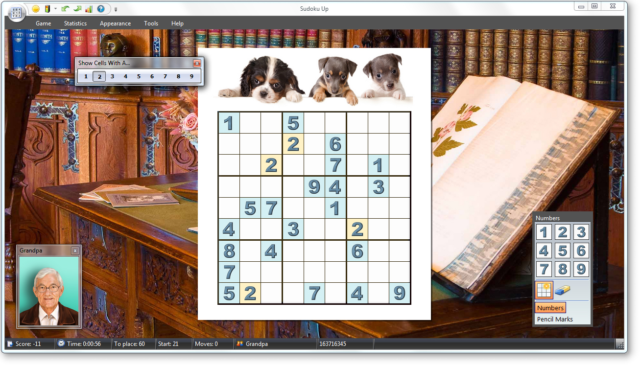 Sudoku Up - Layout with 'Show Cells with a...' screenshot